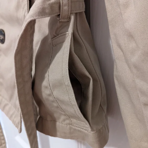 sz:S Joe Fresh Girls Double-Breasted Overcoat/Trench Coat & belt; Small, khaki - Picture 4 of 9